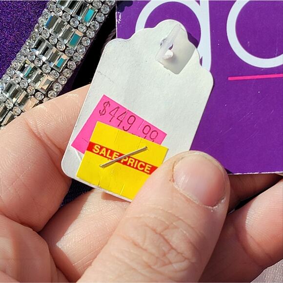 NWT Vienna Prom Purple & Blue Gemstone Embellished Halter Gown, Sz 4 - Picture 9 of 11